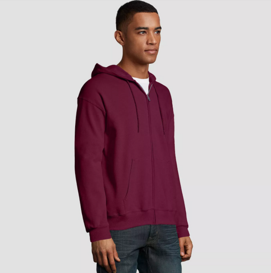 Maroon With Zipper Hoodie